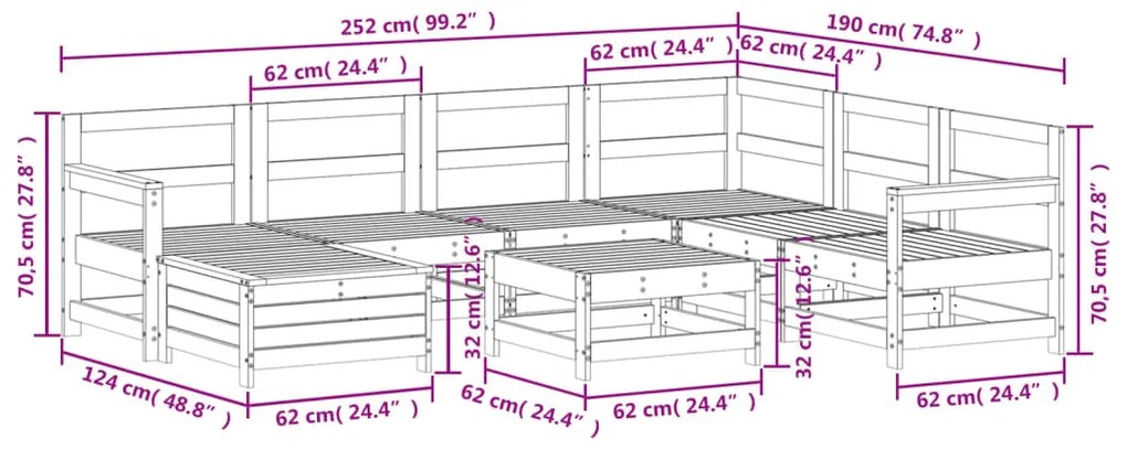 8 pcs conjunto sofás de jardim pinho maciço branco