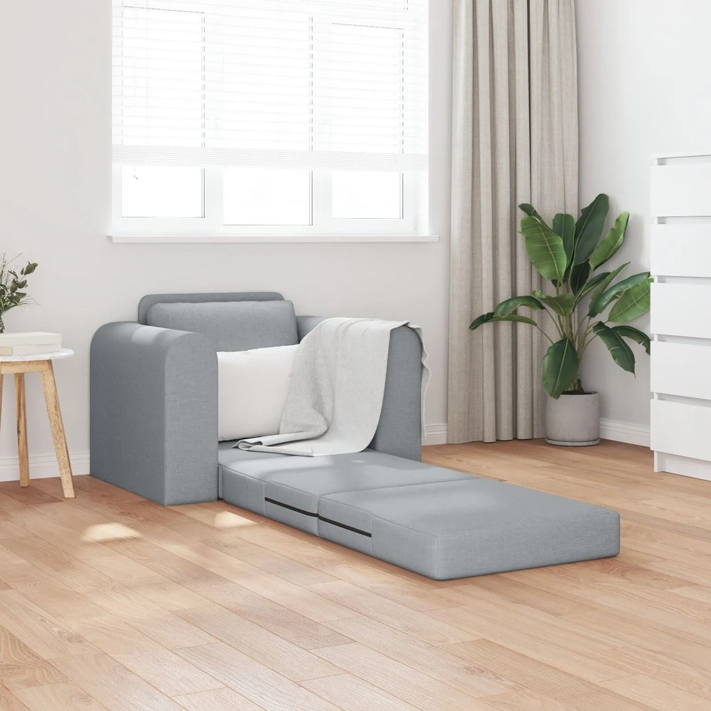 Sofá Cama 2-em-1 Cinza Claro 98x71x83 cm Tecido