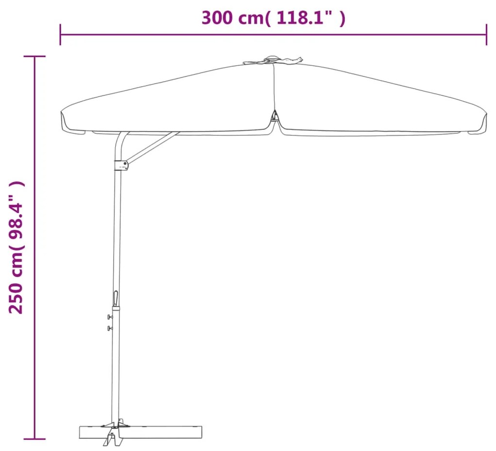 Guarda-sol de jardim com poste de aço 300 cm azul-ciano
