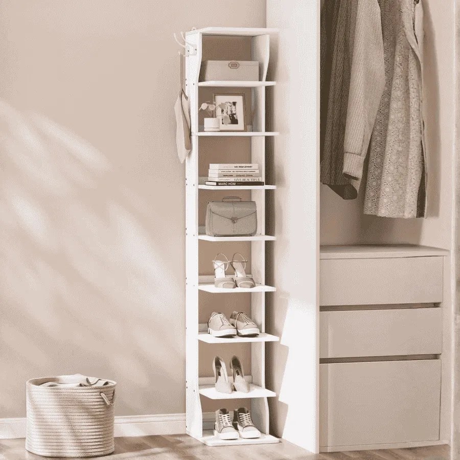 Sapateira estreita com 8 prateleiras 30 x 26,4 x 147 cm branco