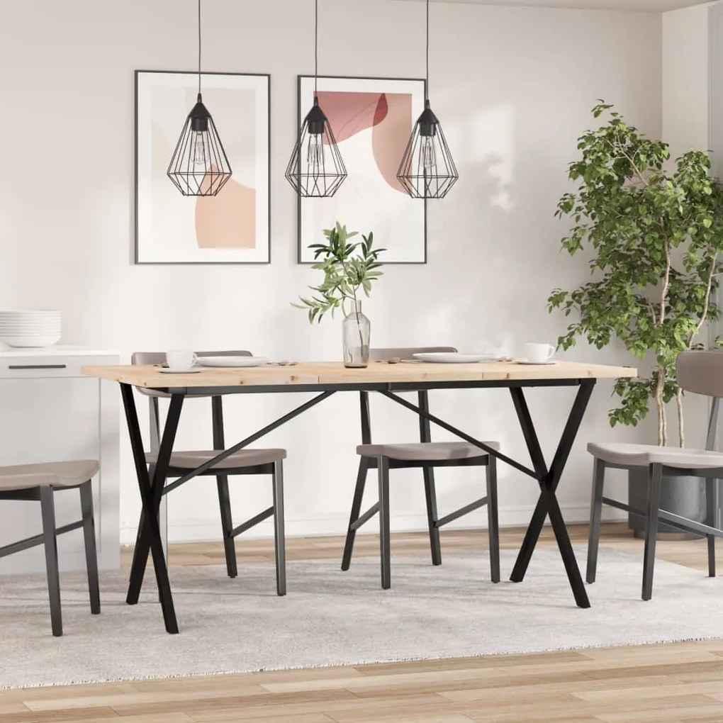 Mesa de jantar estrutura em X 140x80x75,5cm pinho/aço