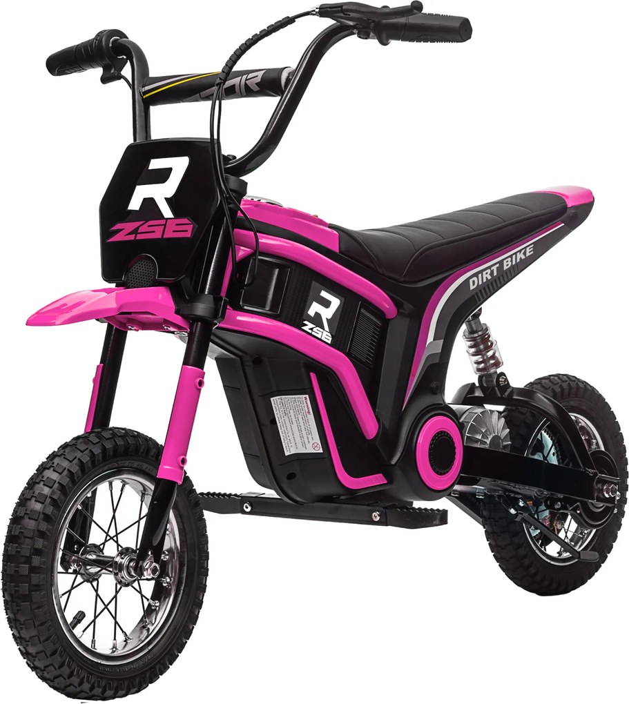 Moto Cross Elétrica Infantil 8-12 anos, 119 x 64 x 76,5 cm, 2 Velocidades Reguláveis, Rosa