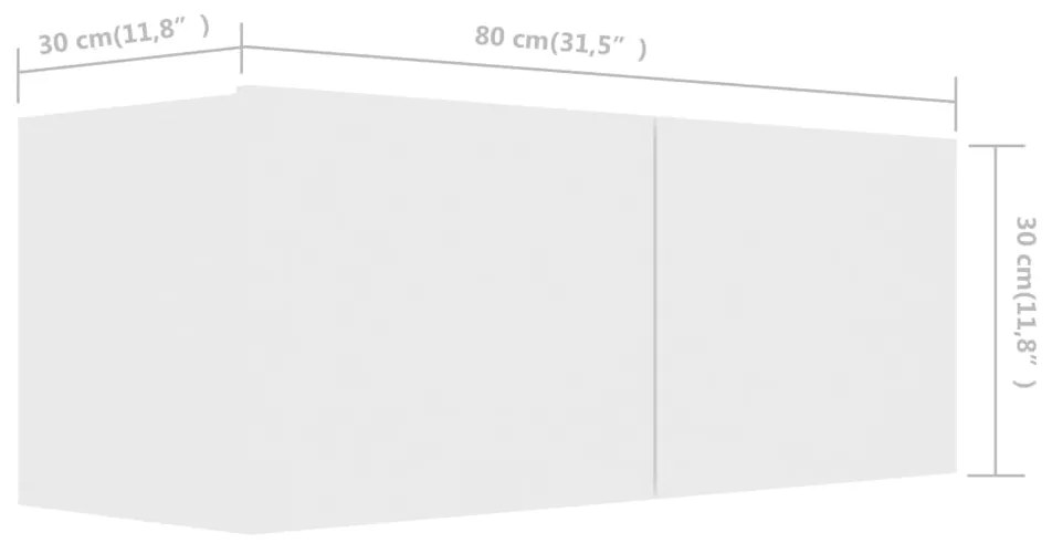 Conjunto de 4 Móveis de Parede de TV Régua M - Branco - Design Moderno