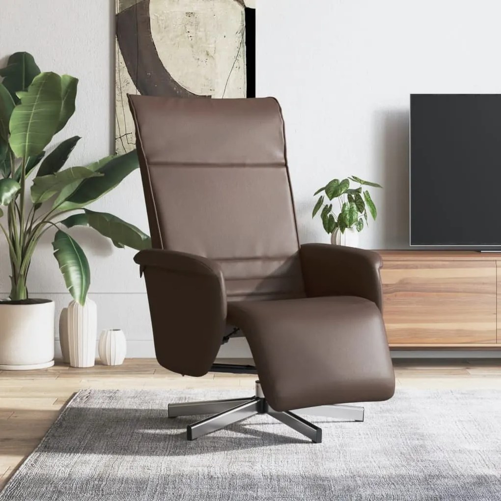 vidaXL Poltrona reclinável c/ apoio de pés couro artificial castanho