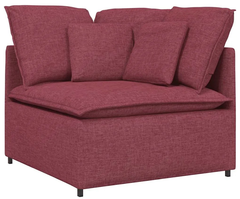 Sofá modular com almofadas tecido vermelho tinto