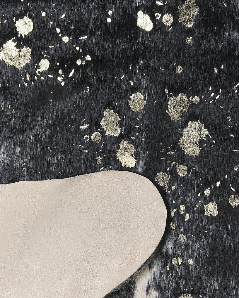Tapete em pele sintética de vaca preta e branca e dourado 130 x 170 cm BOGONG Beliani