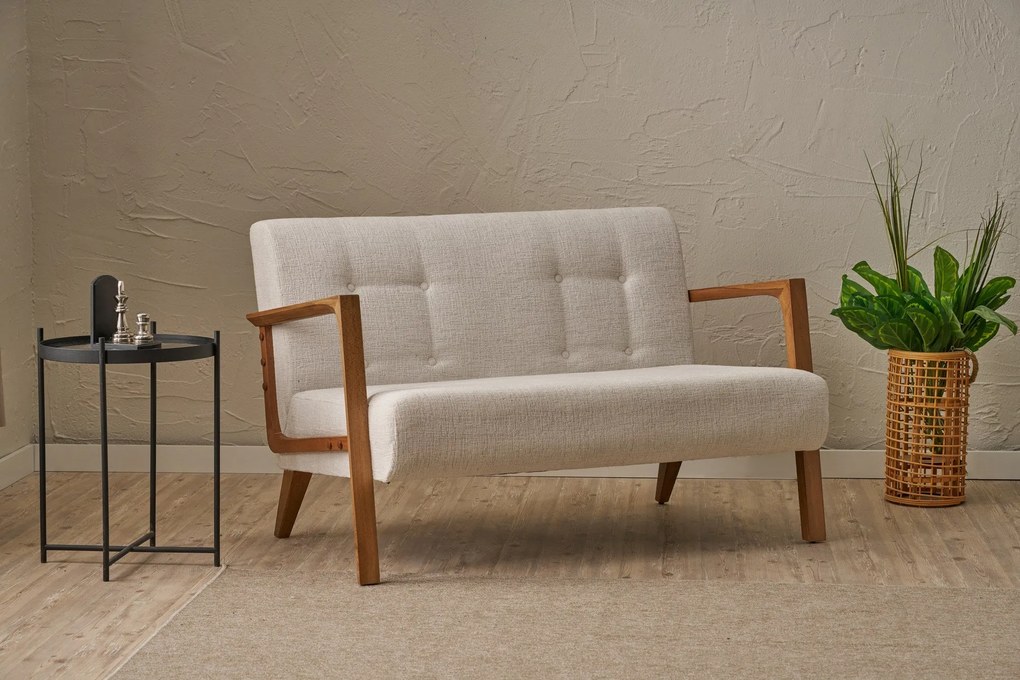 Sofá de 2 Lugares Kemer – Creme – 114 cm x 80 cm x 85 cm