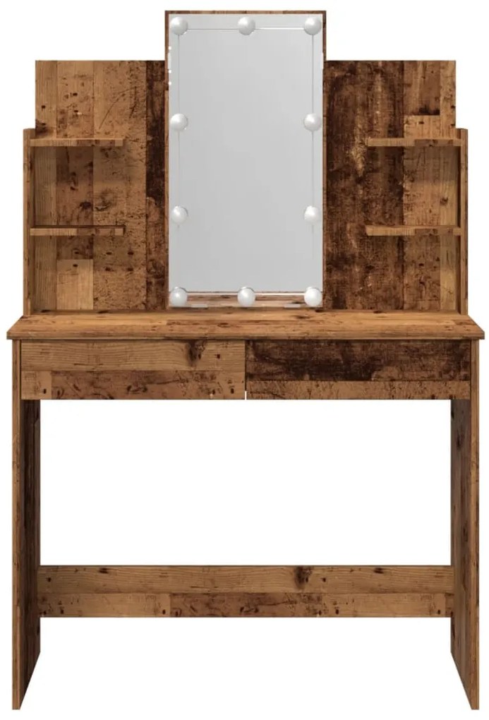 Toucador com luzes LED 96x40x142 cm cor madeira velha