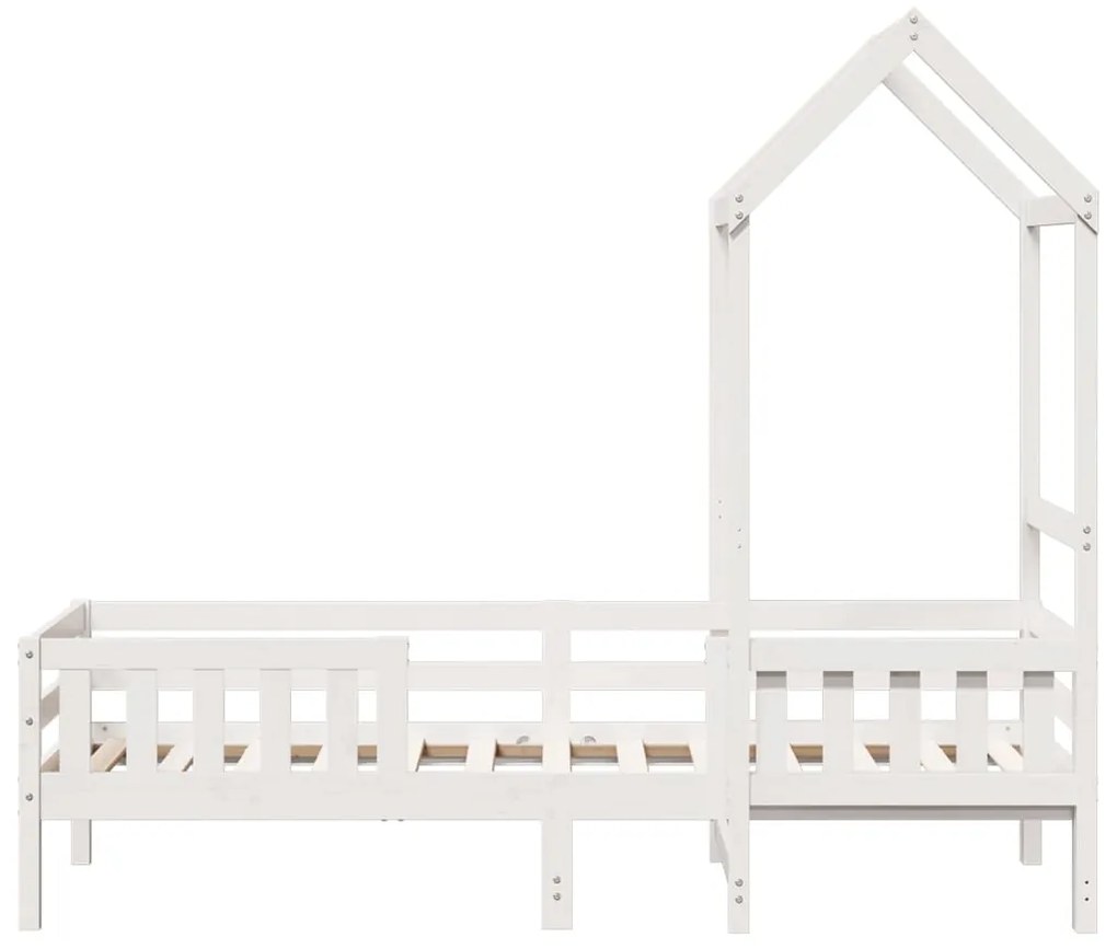 Estrutura de cama com telhado 75x190 cm pinho maciço branco