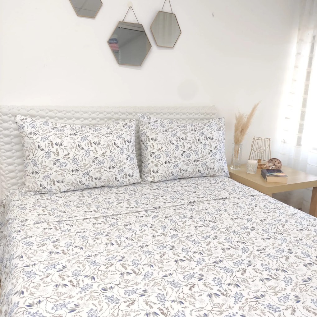 Jogo de Cama Flanela Ramos e Pétalas