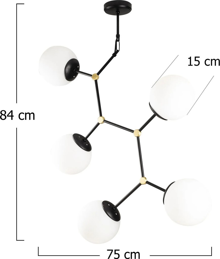 Candeeiro de Teto Damar – Preto e Branco – 75 x 15 cm