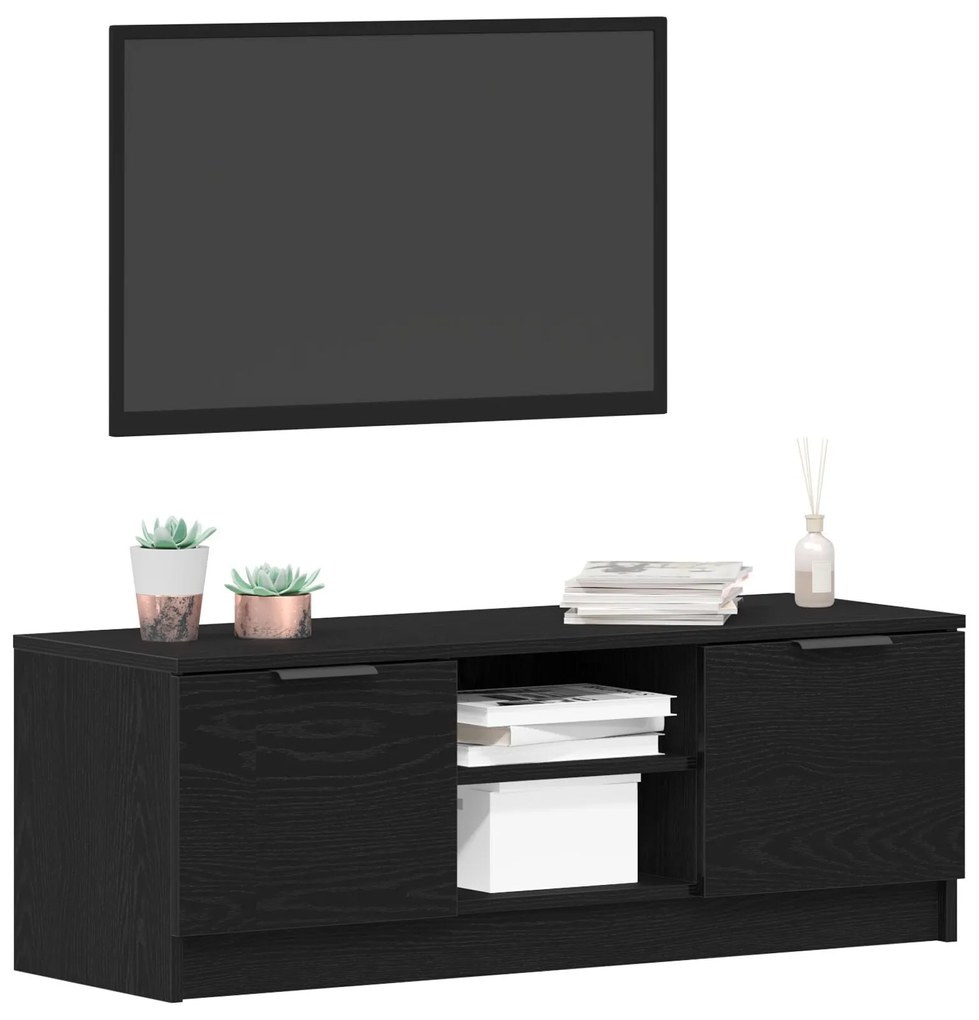 Estante para TV vidaXL Preto Carvalho 102x35x36,5 cm Madeira de engenh