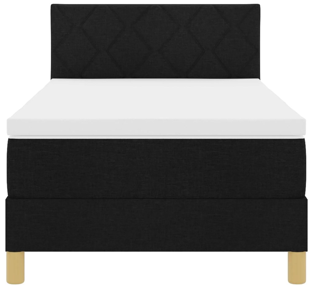 Cama Box Spring com Colchão Preta 90x200 cm Tecido