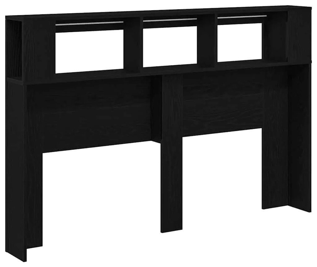 Cabeceira LED vidaXL Carvalho Preto 160x18,5x45 cm Madeira de Engenhar
