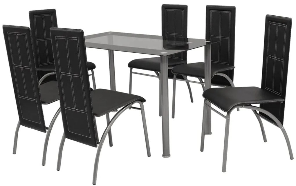 vidaXL Conjunto de jantar 7 pcs preto