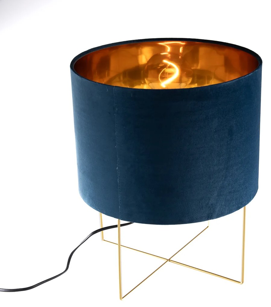 Candeeiro de mesa moderno azul com dourado - Rosalina Moderno