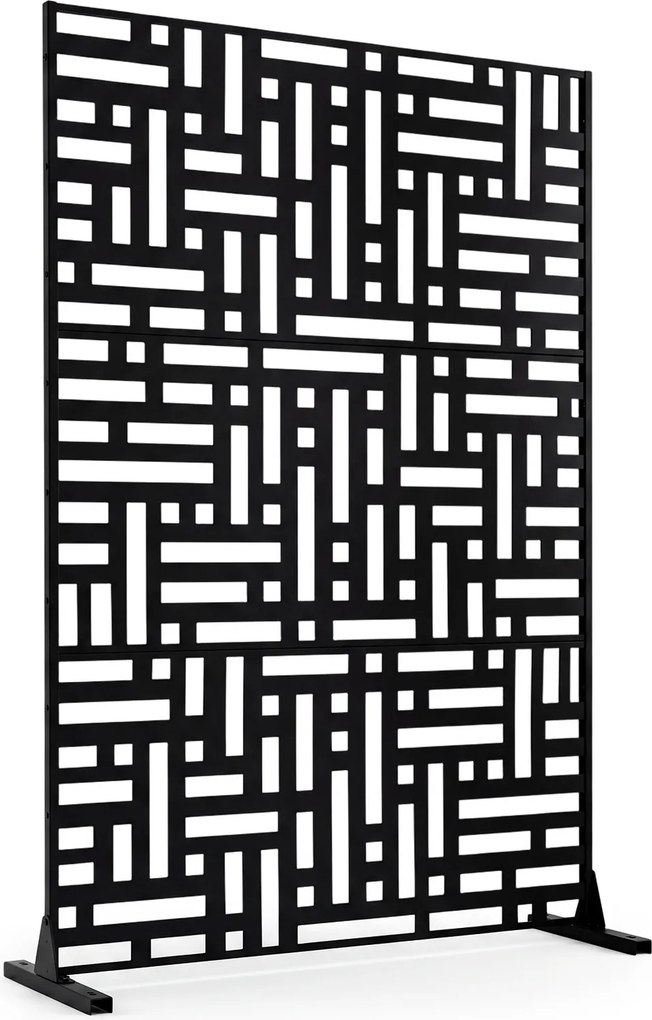 Biombo de Privacidade Exterior, 121 x 40 x 183 cm, Aço Galvanizado, Preto