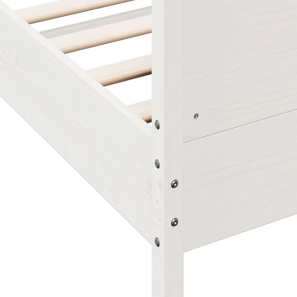 Cama sem colchão 120x190 cm madeira de pinho maciça branco
