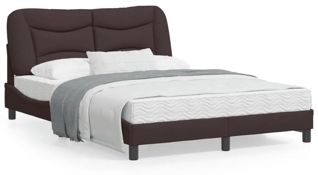vidaXL Estrutura de cama sem colchão Hvar 140x200 cm tecido castanho-escuro