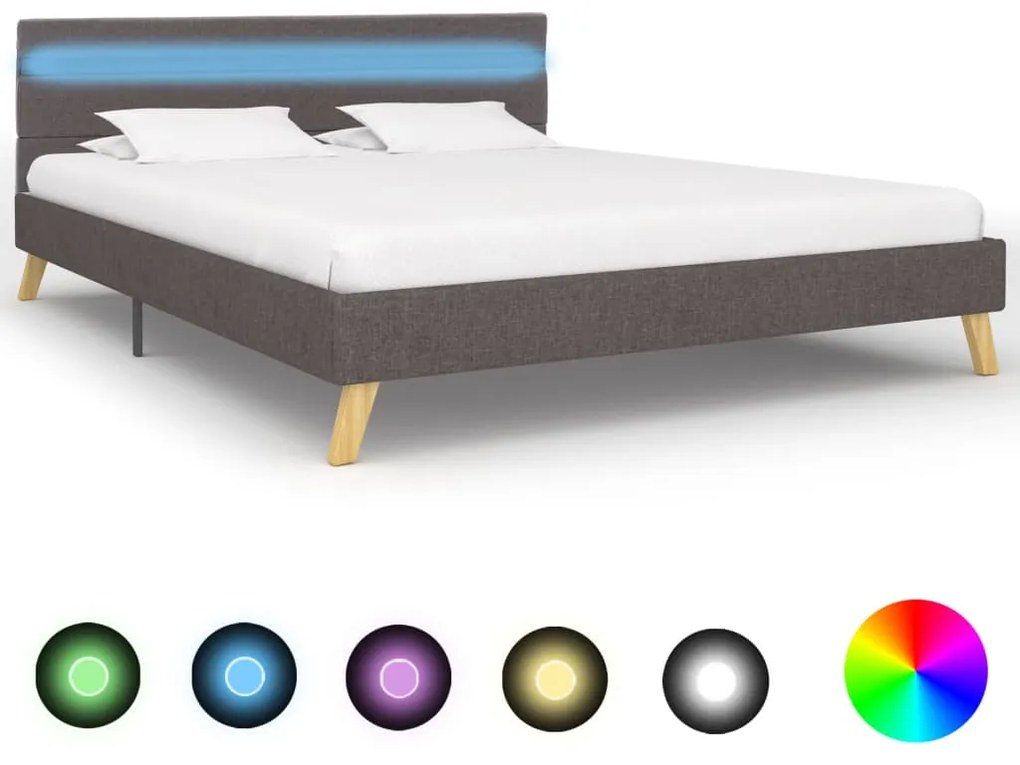 vidaXL Estrutura de cama com LED 120x200 cm tecido cinzento-claro