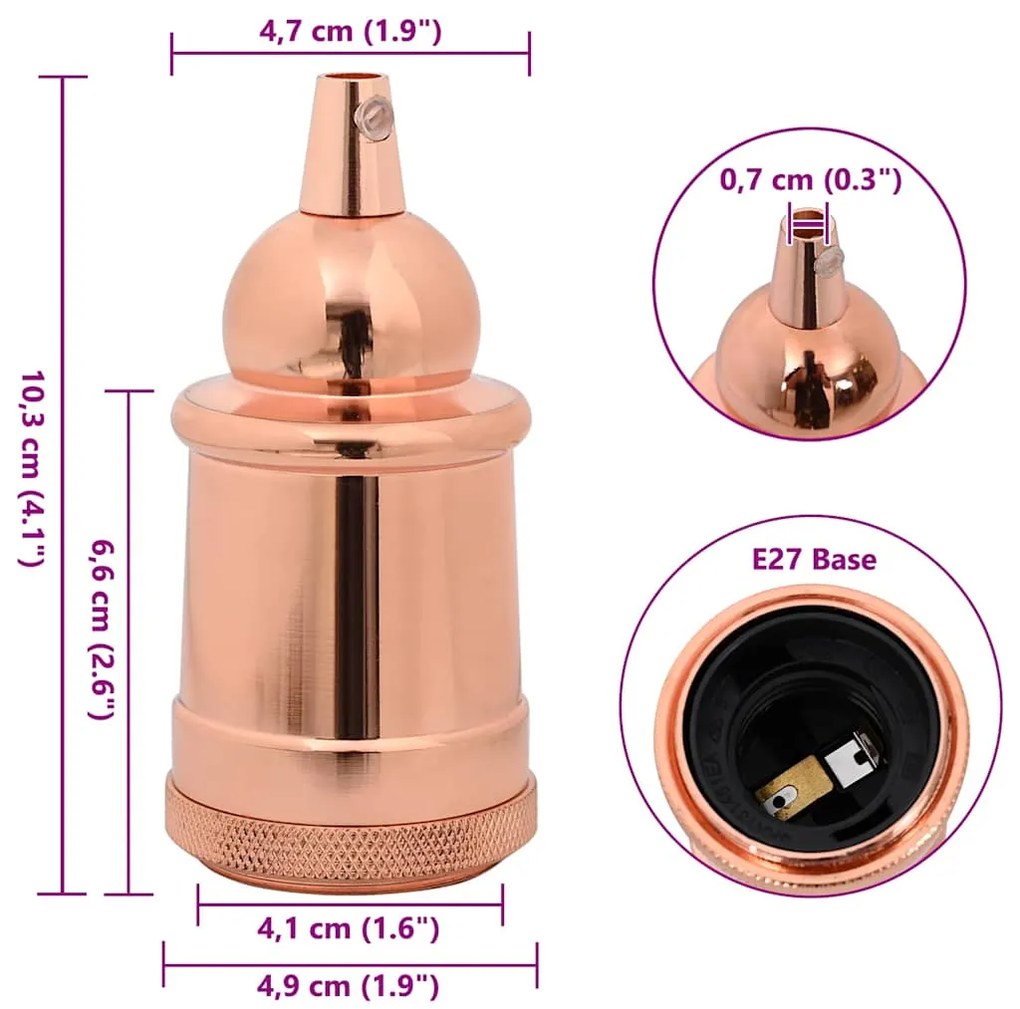 Casquilhos de lâmpadas 2 pcs rosa dourado E27