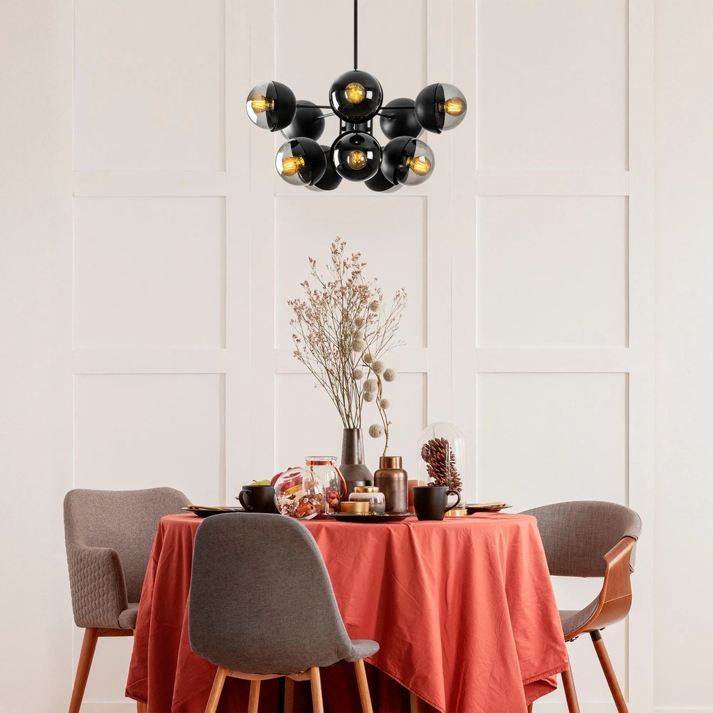 Candeeiro de Teto Karsor – Preto – 68 x 68 cm