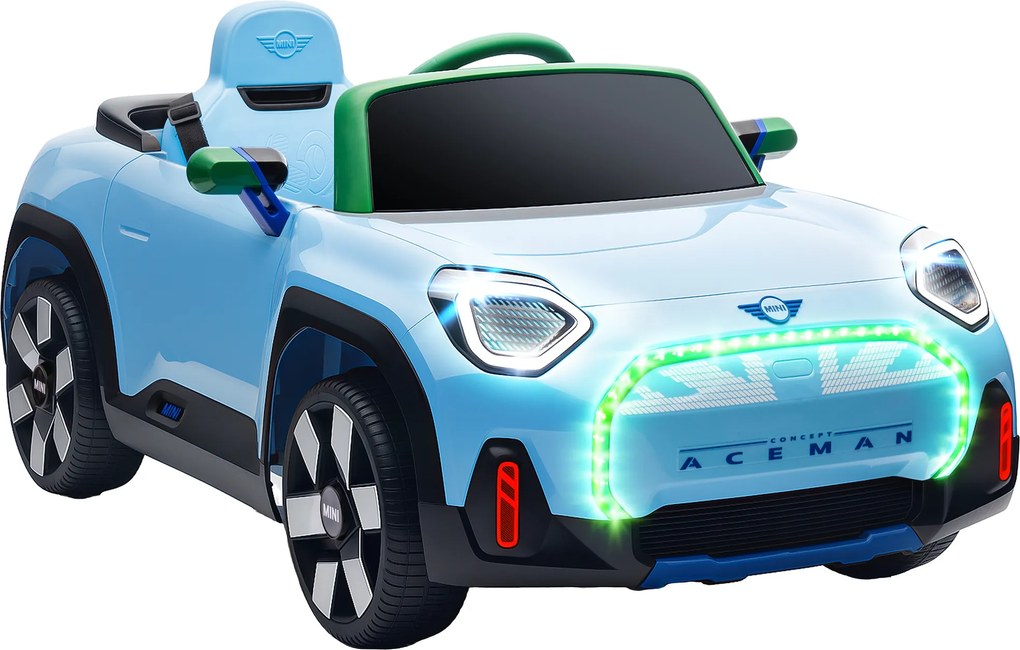 Carro Elétrico para Crianças MINI Concept Aceman 12V com Bluetooth Motor Duplo Suspensão Traseira Faróis Música USB 109x63x46 cm Azul