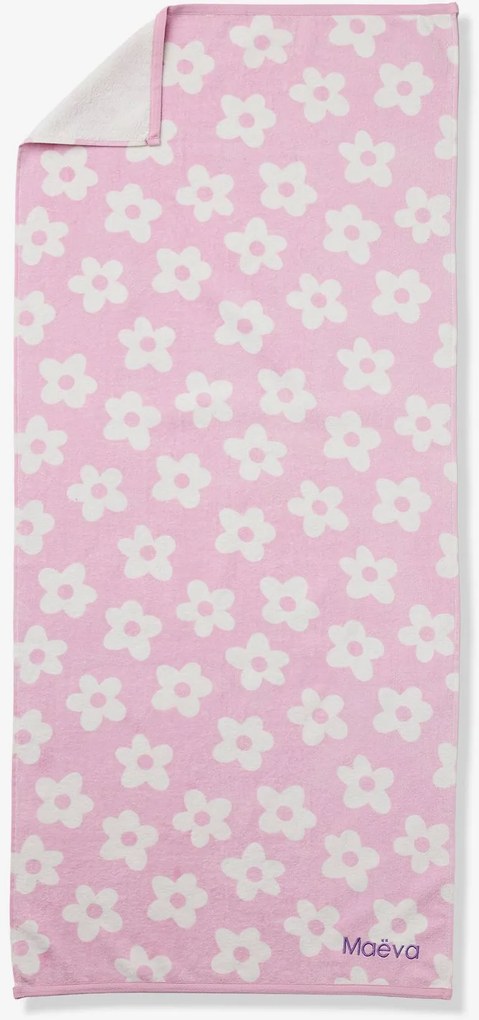 Toalha de praia/de banho personalizável, com algodão reciclado malva