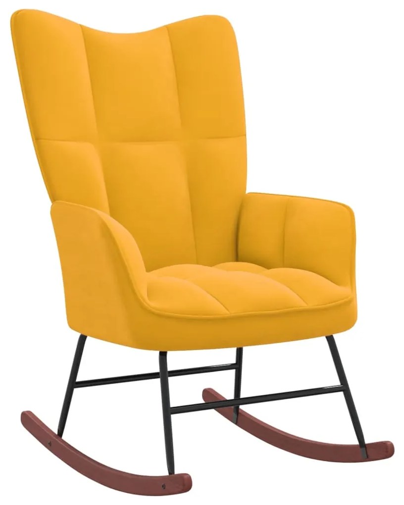 328146 vidaXL Cadeira de baloiço veludo amarelo mostarda