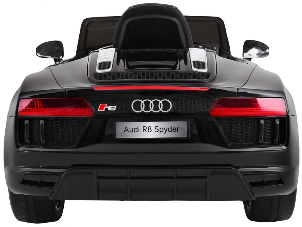 Carro elétrico para Crianças 12V AUDI R8 Spyder RS Rodas de EVA, Assento de couro Preto Pintado