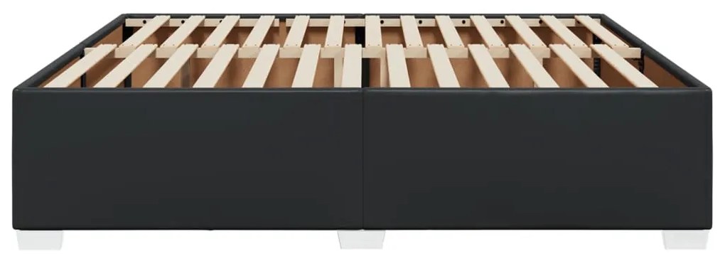 Estrutura de cama 200x200 cm couro artificial preto