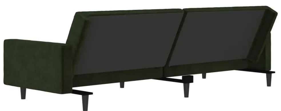 Sofá-cama de 2 lugares veludo verde-escuro