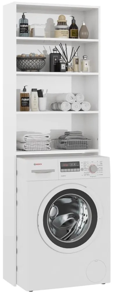 Armário máquina lavar roupa 64x24x190 cm branco brilhante