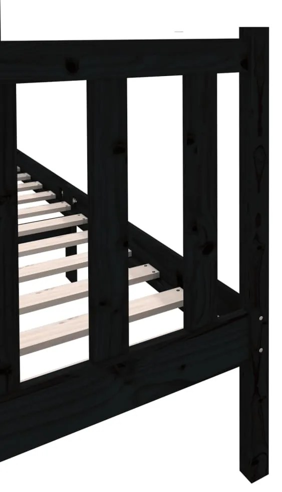 Estrutura de cama 140x190 cm madeira de pinho maciça preto