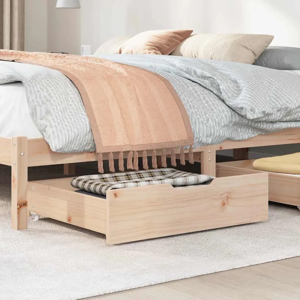 Gavetas para cama com rodas 2 pcs 65x55x17 cm pinho maciço