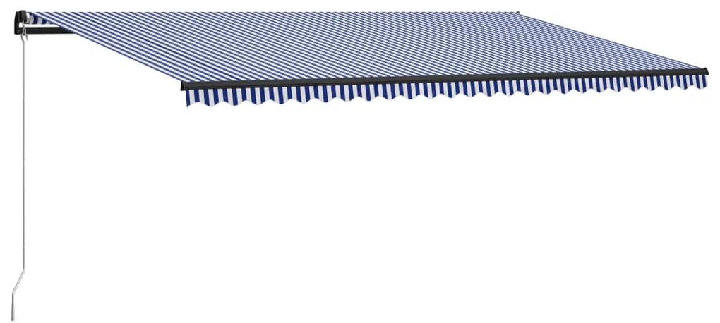 vidaXL Toldo retrátil manual 600x300 cm azul e branco
