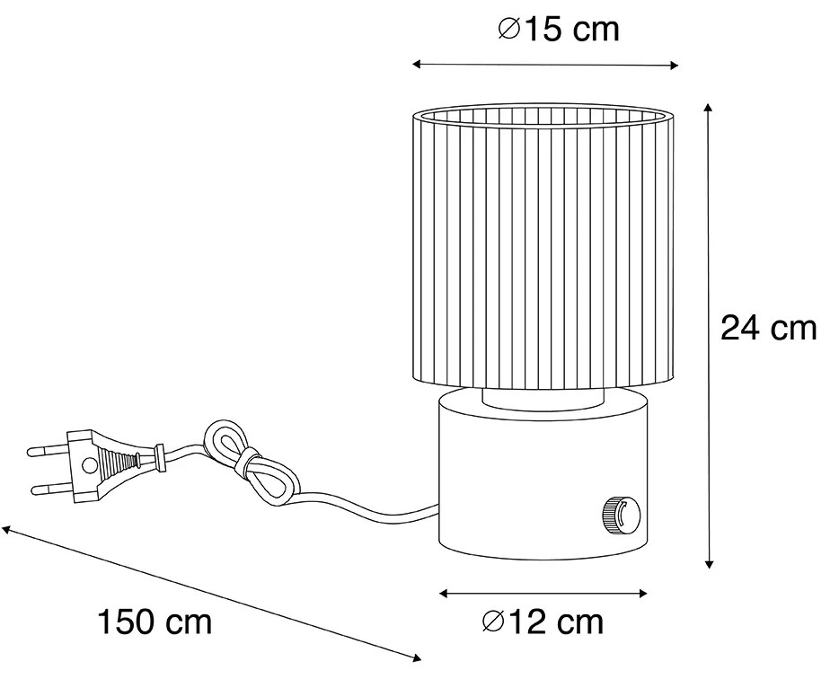 Candeeiro de mesa Art Deco preto com vidro fumê - Laura