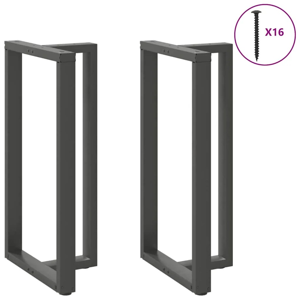 Pés para mesa de bar em forma de T, 2 peças, antracite, 60x35x(110-111