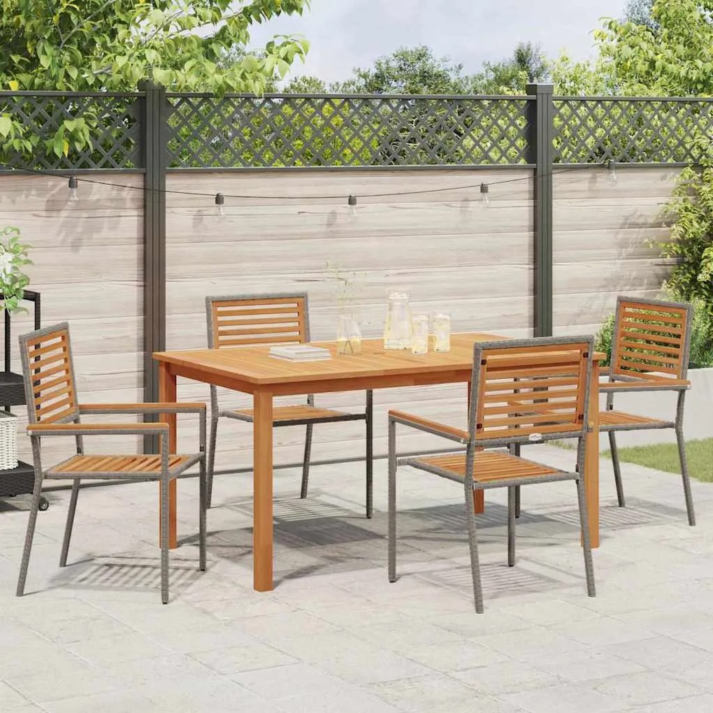 Conjunto de Jantar de Jardim 5 pcs Cinzeto 150 x 90 x 74 cm