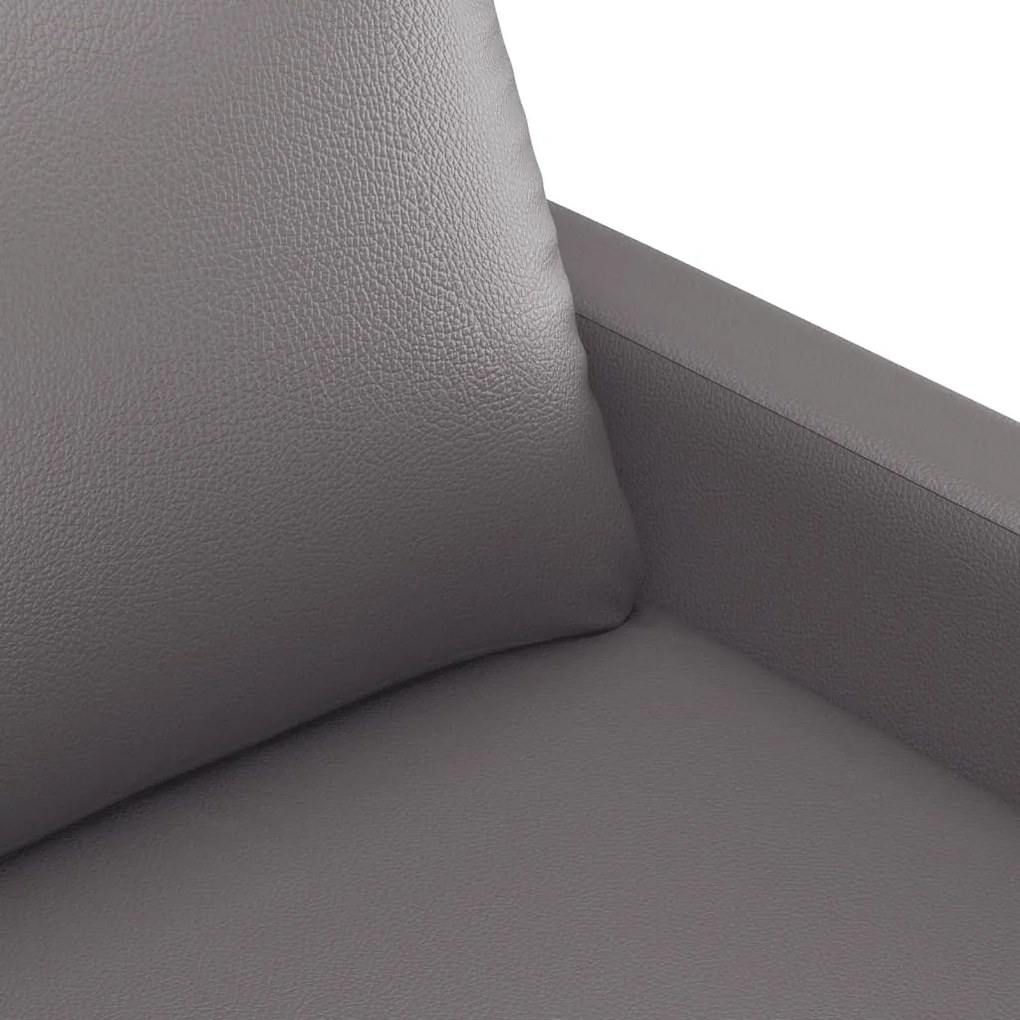 Sofá de 3 lugares 180 cm couro artificial cinza