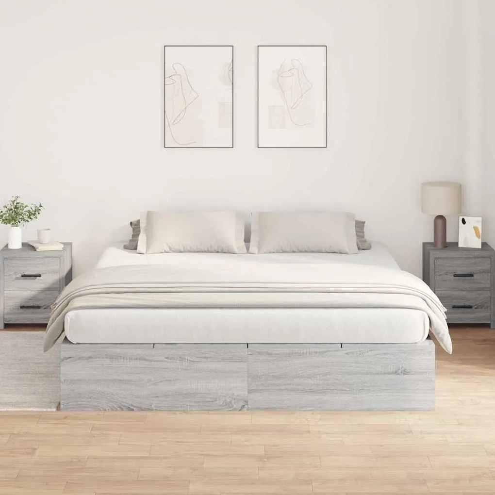 Estrado de Cama com Armazenamento Cinza Sonoma 180x200 cm