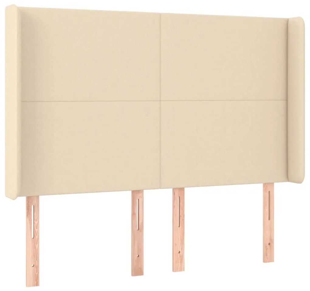 Cabeceira cama c/ luzes LED tecido 147x16x118/128 cm cor creme