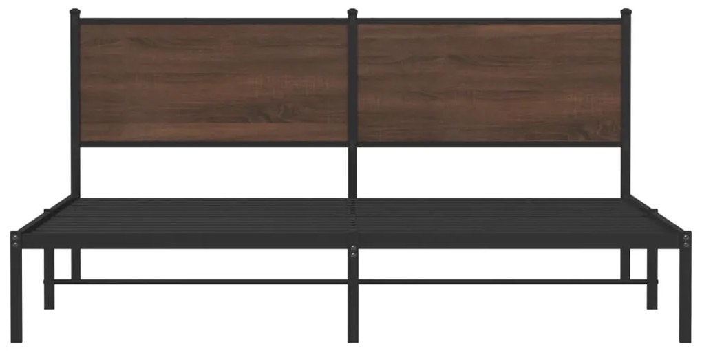 Estrutura cama sem colchão 160x200 cm metal carvalho castanho