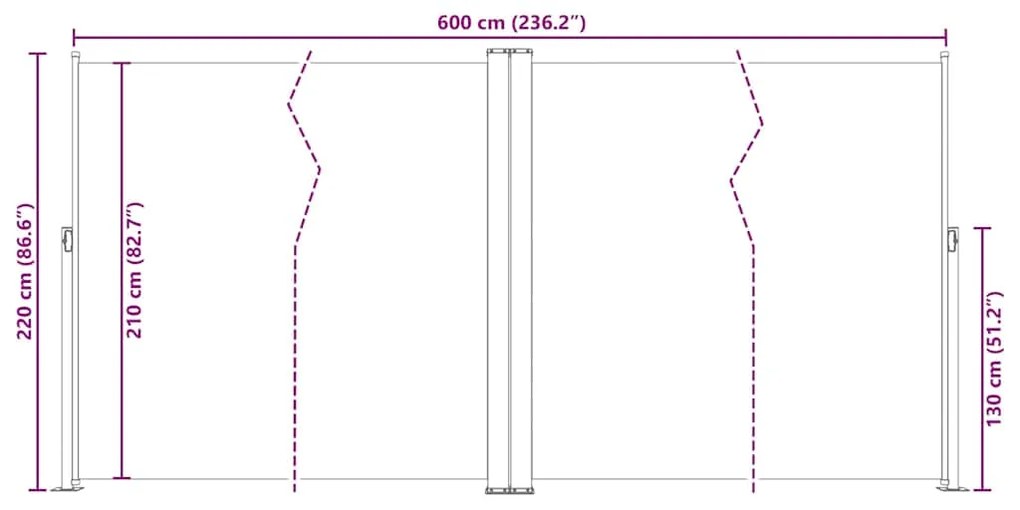 Toldo lateral retrátil 200x600 cm antracite