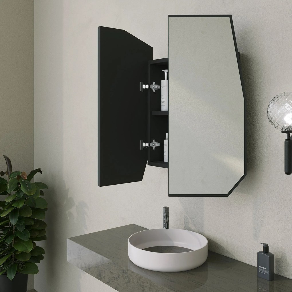 Armário de Casa de Banho Quartz – Preto – 12x45x50 cm