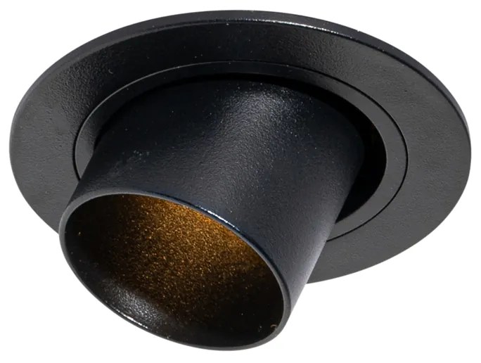 Conjunto de 6 focos embutidos pretos GU10 35mm redondos inclináveis - Installa Moderno