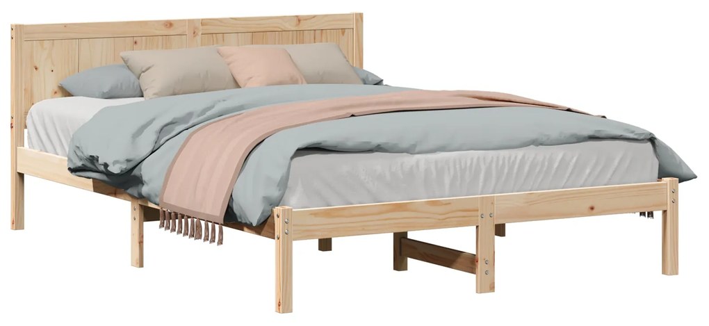Estrutura de Cama de Madeira de Pinho 140x200 Natural
