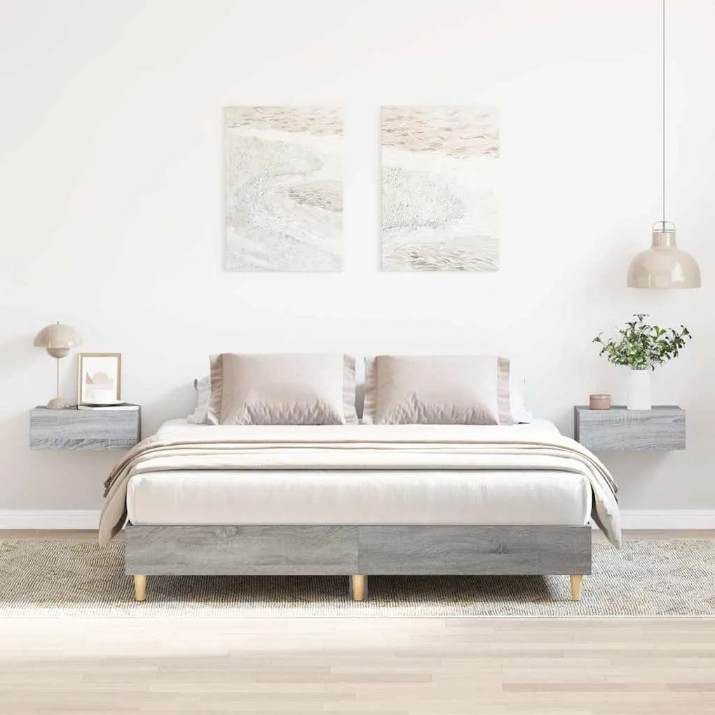 Estrutura de cama sem colchão 150x200 cm sonoma cinzento