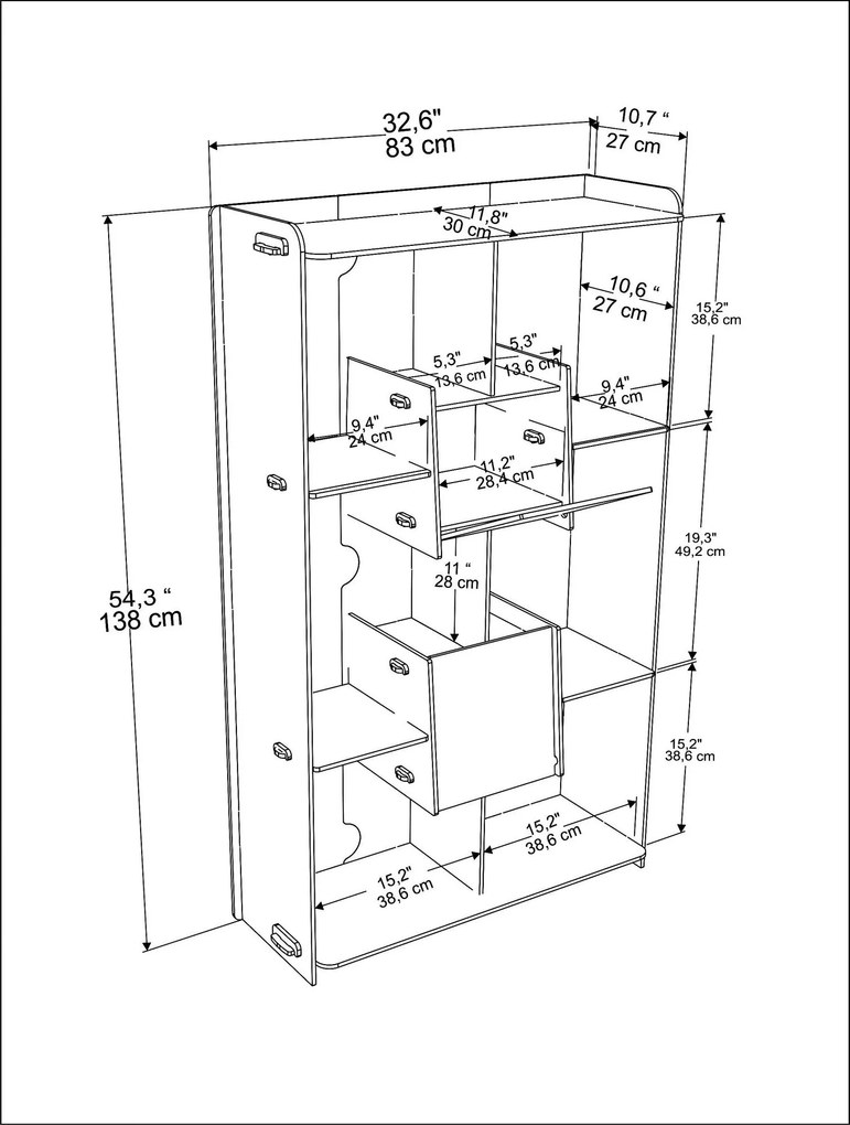 Estante Pana – Carvalho – 83x138x27 cm