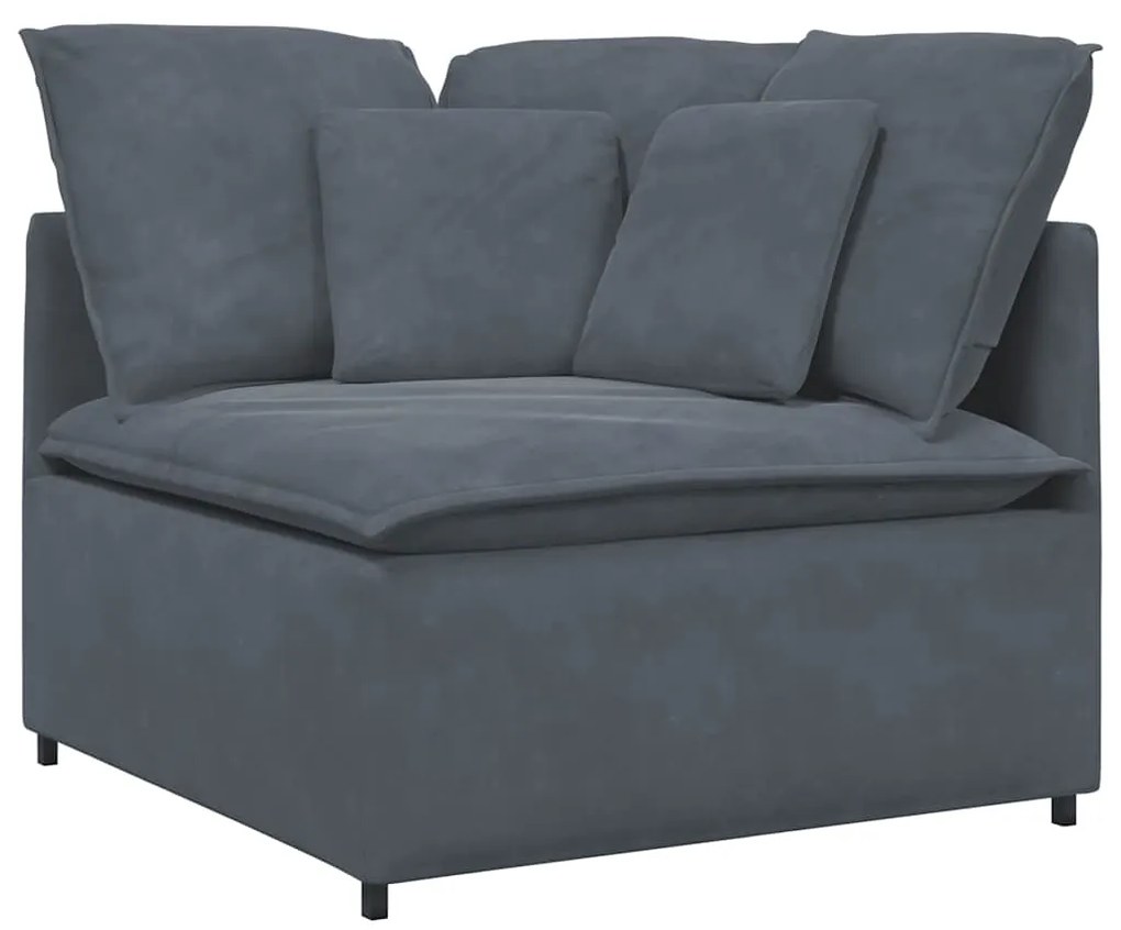 Sofá modular com almofadas veludo cinzento-escuro